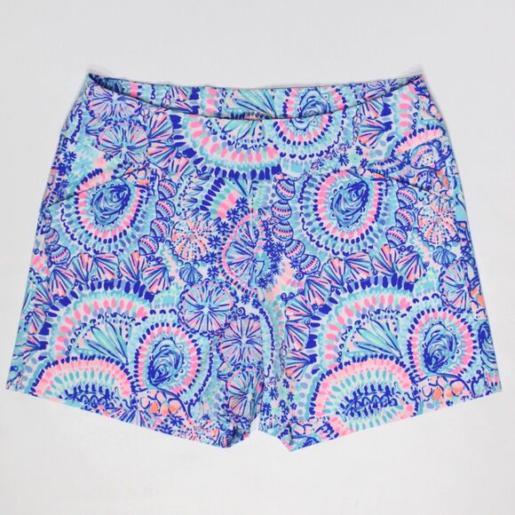 Lilly Pulitzer Pants - Lilly Pulitzer Luxletic Shorts Blue Purple Pink Shells Nautical Women Size 14